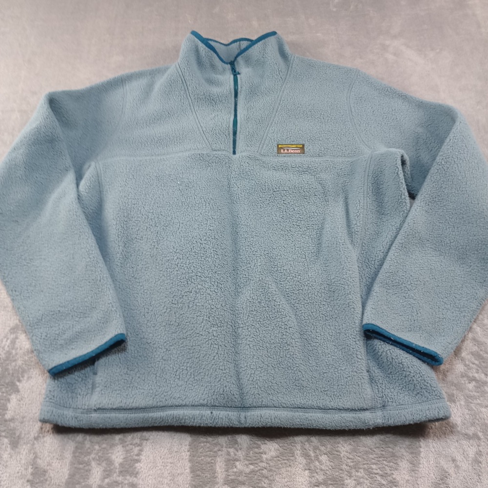 LL Bean Fleece Pullover Mens Large Tall Blue Quarter Zip 512297 Gorpcore Hiking
